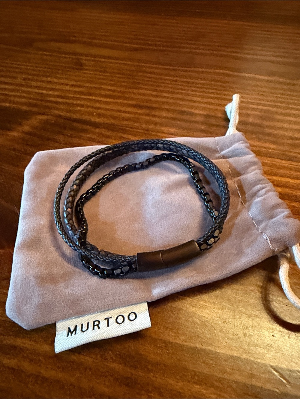 Mens bracelet bead leather